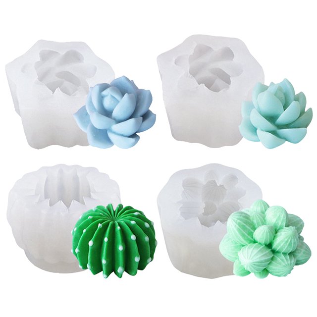 4PCS Succulent Mold Creative DIY Resin Art Mold Silicone Soap Mold Epoxy Mold