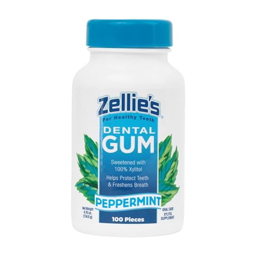 Zellie's / Gomme à Mâcher à la Menthe Poivrée Sans Sucre au Xylitol 100 % / Saveur Menthe Poivrée (100 Unités (Lot de 1))