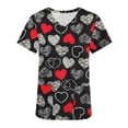 thumbnail image 1 of TIMIFIS Womens Valentine's Day Nursing Scrub Tops Working Uniform Short Sleeve V Neck Workwear Blouse T-shirt with Pockets-Black - Spring, 1 of 3