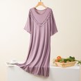 thumbnail image 2 of Timegard Womens Sleepwear Round Neck Ruffle Short Sleeve Solid Color Homewear Casual Loose Comfy Pjs Dress, 2 of 3