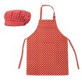 thumbnail image 1 of (Prix/1 Ensemble)Opromo Ensemble de Toque de Chef en Toile de Coton à Tablier Ajustable pour Hommes et Femmes-Rouge à Pois-L, 1 of 6