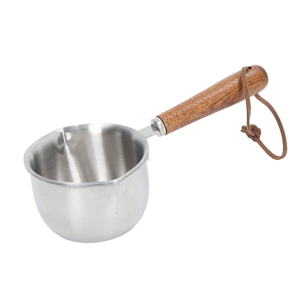 Chauffe-pot à Beurre de lait, poêle à fondre le chocolat sur la cuisinière cafetière en acier inoxydable à manche en bois cafetière multi-usages pour la cuisine au lait à l'huile (200 ml)