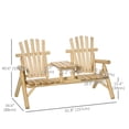 thumbnail image 3 of Outsunny Wooden Outdoor Double Bench Set with Center Table, Natural - Set of 1, 3 of 10