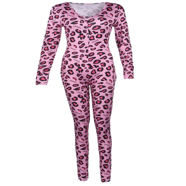 Womens One Piece Sleepwear Cartoons Print Pajamas Jumpsuit Rompers