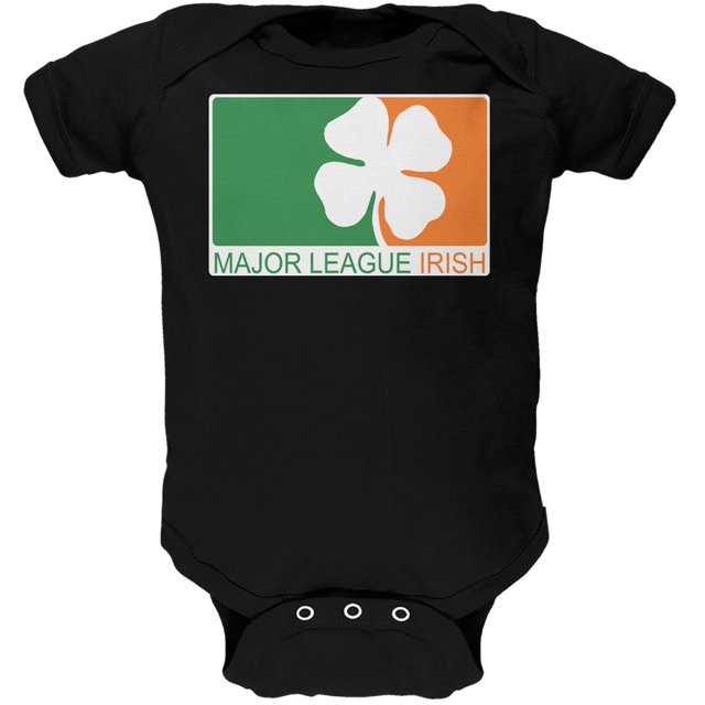 St. Patricks Day - Major League Irish Clover Black Soft Baby One Piece