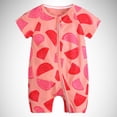 thumbnail image 2 of MIASHUI Toddler Summer Clothes Unisex Baby Boy Girl Rompers Short Sleeve Two Way Zipper Jumpsuits,Watermelon Red,6-12 Months, 2 of 3