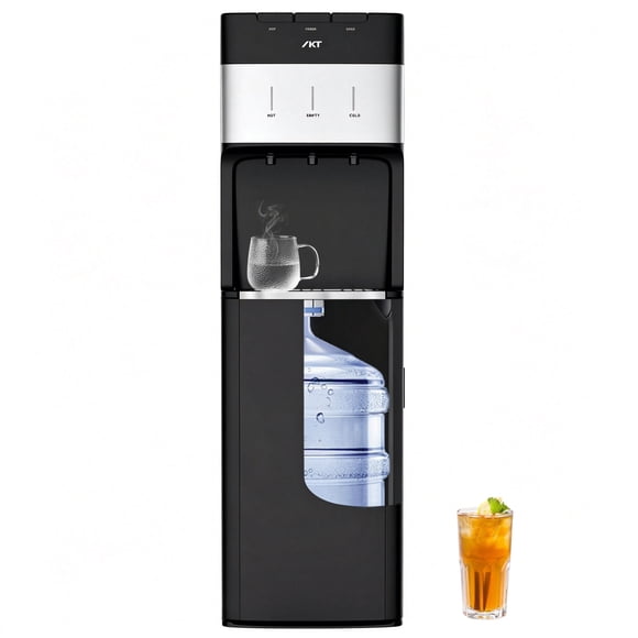 IKT Distributeur d'Eau Refroidisseur Auto-Nettoyant UV à Chargement par le Bas, 3-5 Gallons, 3 Températures (Froid/chaud/chaud), Verrouillage pour Enfants, pour la Maison et le Bureau, Noir