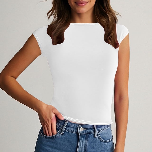 BLCHUNen Débardeurs pour Femmes Tendance Sans Manches à Enfiler Col Rond Coupe Ajustée Extensible Léger Entraînement Sport Actif Décontracté Hauts