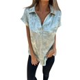 thumbnail image 1 of Plebaso Blouses Élégantes pour Femmes 2025 Manches Courtes Décontractées Col en V T-Shirts de Mode pour Femmes, 1 of 6