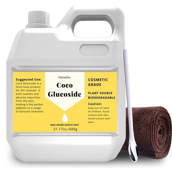 Hznxolrc 21,17 oz Coco Glucoside Surfactant Naturel Premium Coco Glucoside Liquide Cosmétiques Grade Doux pour la Peau Bulles Incroyables Adapté pour Faire des Nettoyants pour le Visage Shampoings et Plus