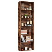 BeesClover Tall Bookcase Dresser, 6 Shelf Standing Bookshelf, 6 Tier Open Shelf Wooden Bookcase, Floor Standing Display Storage Shelves