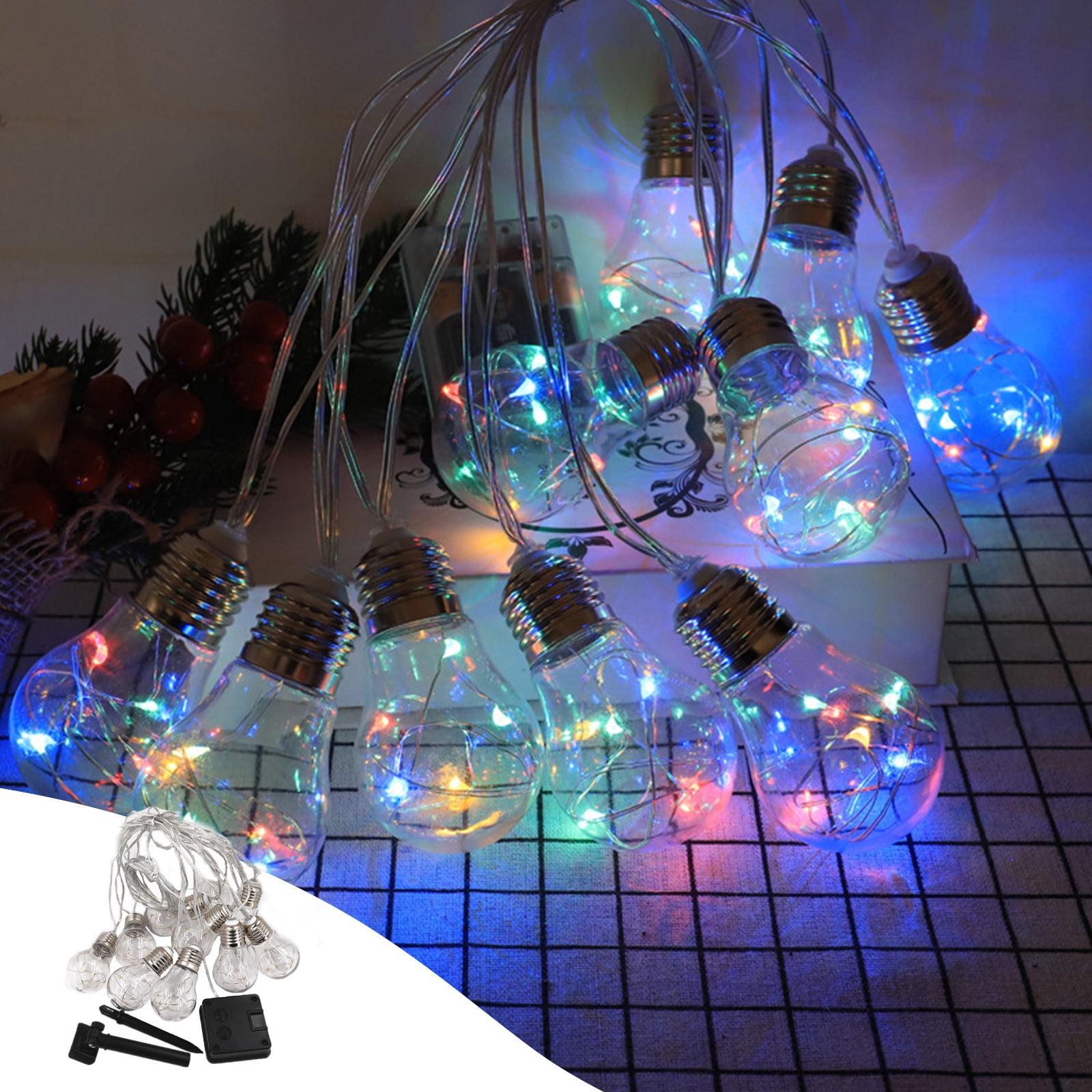 Dvkptbk outdoor string lights Solar String Lights Outdoor Light Strings with 10 LED Filament Bulbs Patio Lights for Home Garden Tents Porch Backyard Patio Party Wedding