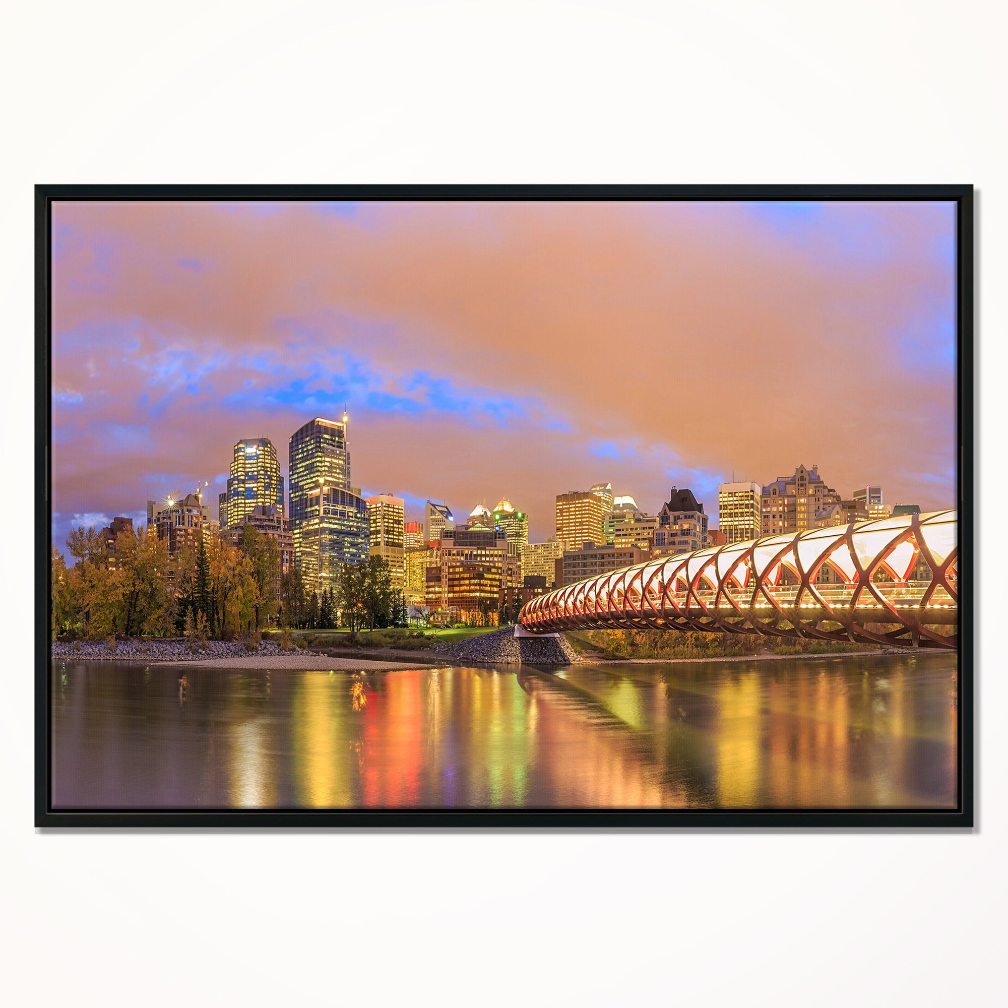 Design Art Calgary Dans La Nuit Sur Toile Encadrée