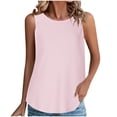 thumbnail image 1 of Débardeurs en Tricot Gaufré pour Femmes Sans Manches à Col Rond, Blouses Décontractées Fluides, Débardeurs Décontractés Sans Manches, Camisole Été 2024 (Grand, Rose), 1 of 6