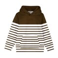 thumbnail image 4 of RXIRUCGD Girls Hoodie Lightweight Sweatshirt, Color Block Striped Pullover Sweatshirt Fall Fashion Girls Clothes, Girls Brown Sweatshirt Size 7-8 Years, 4 of 8