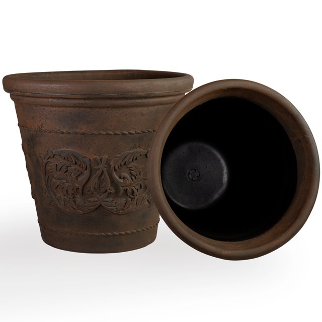 Sunnydaze Weather-Resistant Double-Walled Arabella Outdoor Flower Pot Planter - 19.5" - Rust Finish - 2-Pack