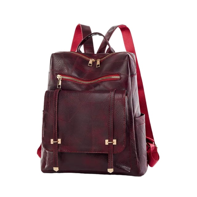 tredstone Womens Backpack With Stitched Texture PU Fabric For Fashionable Ladies Can Effectively Prevent Red