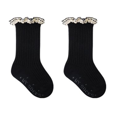 FAIWAD Baby Girl Princess Socks Lace Ruffles Solid Color Tube Socks Toddler Cute Comfy Breathable Crew Socks Girls Gift
