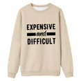 thumbnail image 1 of HUITKMM Chandails d'Hiver pour Femmes Dames Mode Décontractée à Lettres Imprimées Col Rond Manches Longues Chandail à Capuchon Épaules Dénudées Haut 4470 L, 1 of 2