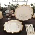 thumbnail image 4 of CUITING 25 Pack White Pink Paper Dessert Plates in Damask Floral Pattern  8” Round Disposable Salad Appetizer Plates with Scalloped Rims - 300 GSM, 4 of 11