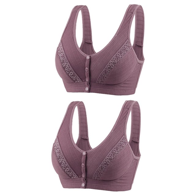 Plebaso Wireless Front Closure Bras for Women 2 Pack Full Coverage Everyday Bras Push up Comfort Bralettes