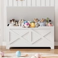thumbnail image 2 of EDTara Coffre de Rangement, Banc de Rangement pour Jouets en Bois, Coffre à Jouets Moderne à Dessus Relevable avec Charnière de Sécurité pour Entrée, Chambre, Salon, Supporte 300 Lb et Assemblage Facile, 2 of 7