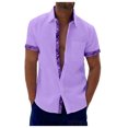 thumbnail image 1 of EGNMCR Chemise Décontractée pour Homme à Manches Courtes, Col à Revers, Couleurs Contrastantes, Blouse T-shirt à Col Rabattu, 1 of 5