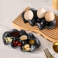thumbnail image 4 of Fwttom Ceramic Egg Tray, Egg Tray Ceramic Material Sauces Snack Tray Dividing Plates Tableware Kitchen Supplies, 4 of 6