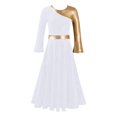 thumbnail image 1 of RUNQHUI Robe de Danse Métallique Dorée pour Filles, Prière Lituricale Blanche 4, 1 of 6
