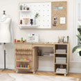 thumbnail image 2 of Costway Machine à Coudre en Rotin Table avec Porte en Rotin 18 Piquets Étagères de Rangement 2 Bacs, 2 of 10