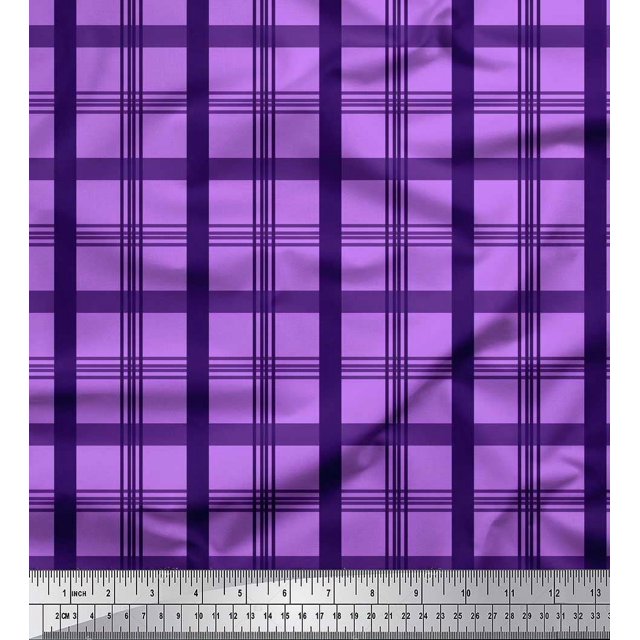 Soimoi Cotton Duck Fabric Check Check Print Fabric by the Yard 42 Inch Wide