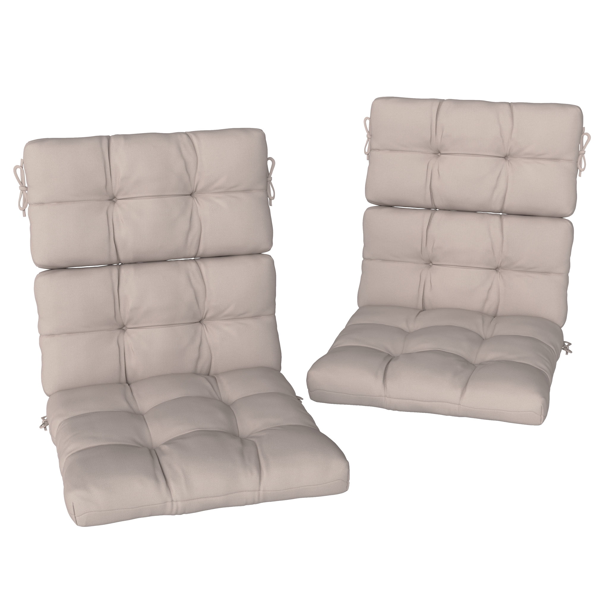 Outsunny Outdoor Chair Cushion with Ties, Button Tufted, for Garden, Beige