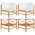 thumbnail image 1 of vidaXL Corner Sofas 2 pcs with Cream Cushions Solid Teak Wood, 1 of 1