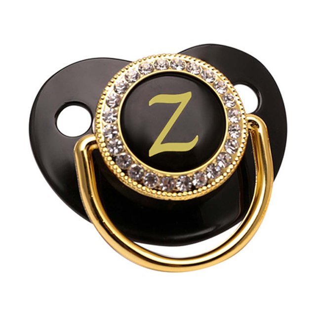 XZNGL Baby Pacifier 26 Letter Name Initials Silicone Baby Pacifier Golden Shiny Newborn Pacifier