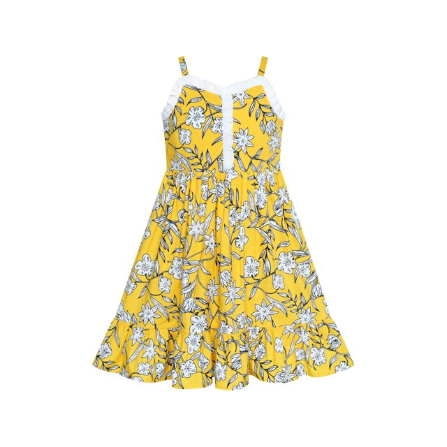 Girls Dress Yellow Flower Tank Sundress Party 5 Years