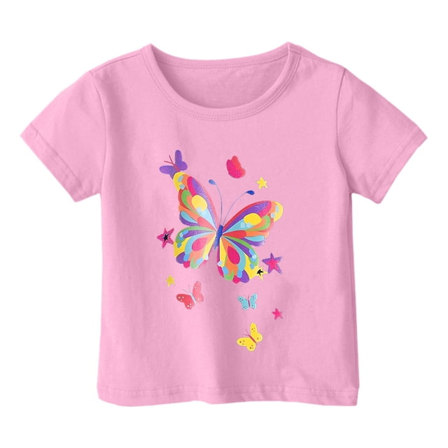 TZEWGL Tops For Toddler Graphic Print Round Neck Loose Short Sleeve Clothing For Infnants size 4-5T
