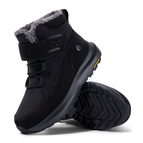 FitVille Wide Womens Winter Snow Boots Faux Fur Lined Boots for Women Outdoor Snow Booties