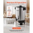 thumbnail image 2 of VEVOR Commercial Coffee Urn, 30 Cup 152oz Hot Beverage Dispenser with Dripless Faucet, 1090W Quick-Brewing Coffee Maker, Automatic Temperature Control, 2 of 9