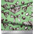 thumbnail image 3 of Soimoi Crepe Silk Fabric Ribbons,Gift Box & Wine Bottle Party Print Fabric by Yard 42 Inch Wide, 3 of 3
