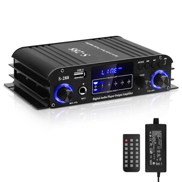 Amplificateur de Puissance Audio Bluetooth pour Haut-Parleurs Domestiques - 4,0 Ch Rms 40 W X 2 + 50 W Max. Amplificateur de Caisson de Basses Hi-fi 600 W Intégré Mini Récepteur Stéréo Amp avec USB, re