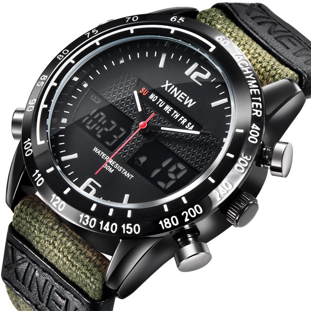 Montre Numérique Homme Mode Montre de Sport Étanche Quartz Numérique Led Montres Décontractées
