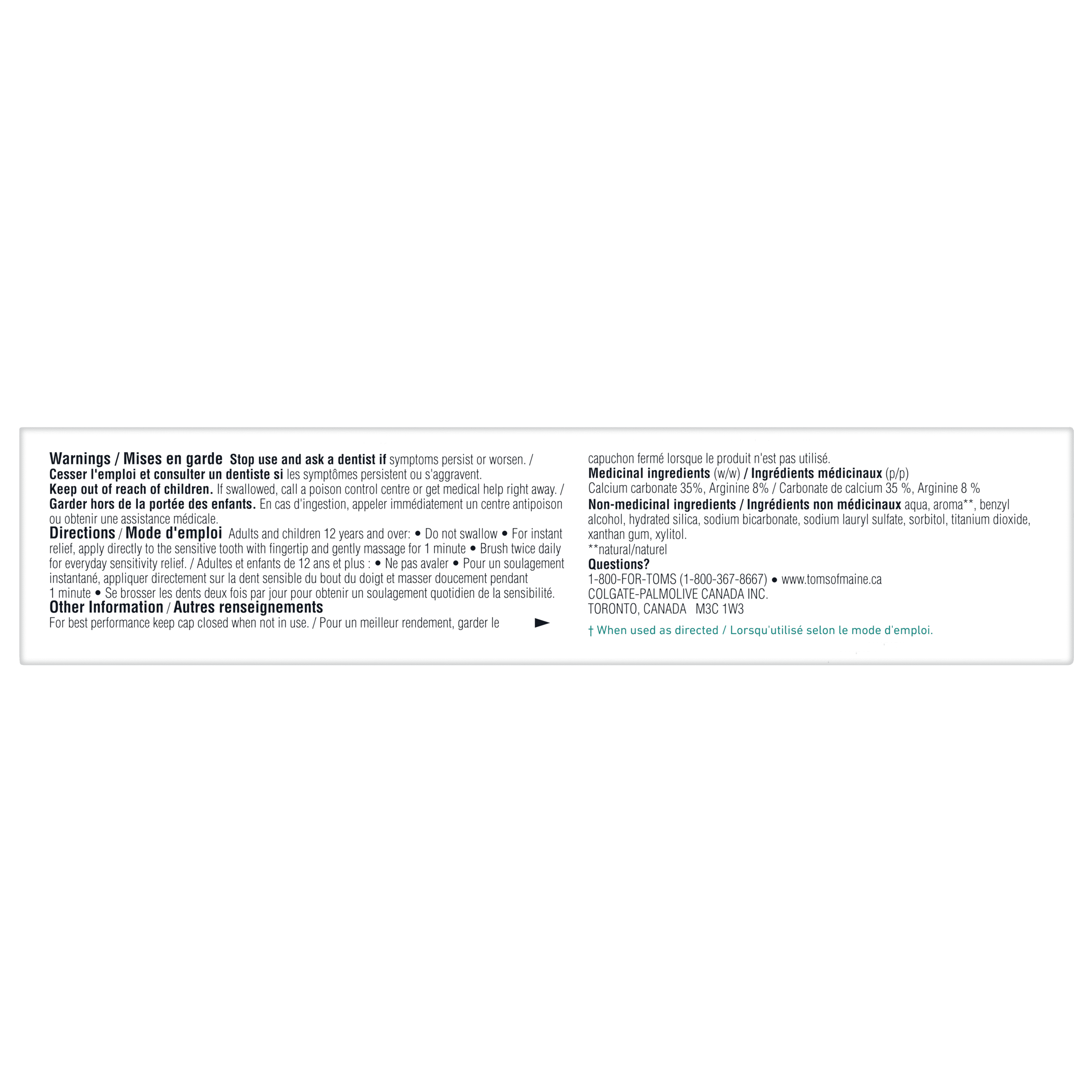 Tom’s of Maine Dentifrice sans Fluorure pour Gencives Sensibles, Menthe, 76 ml