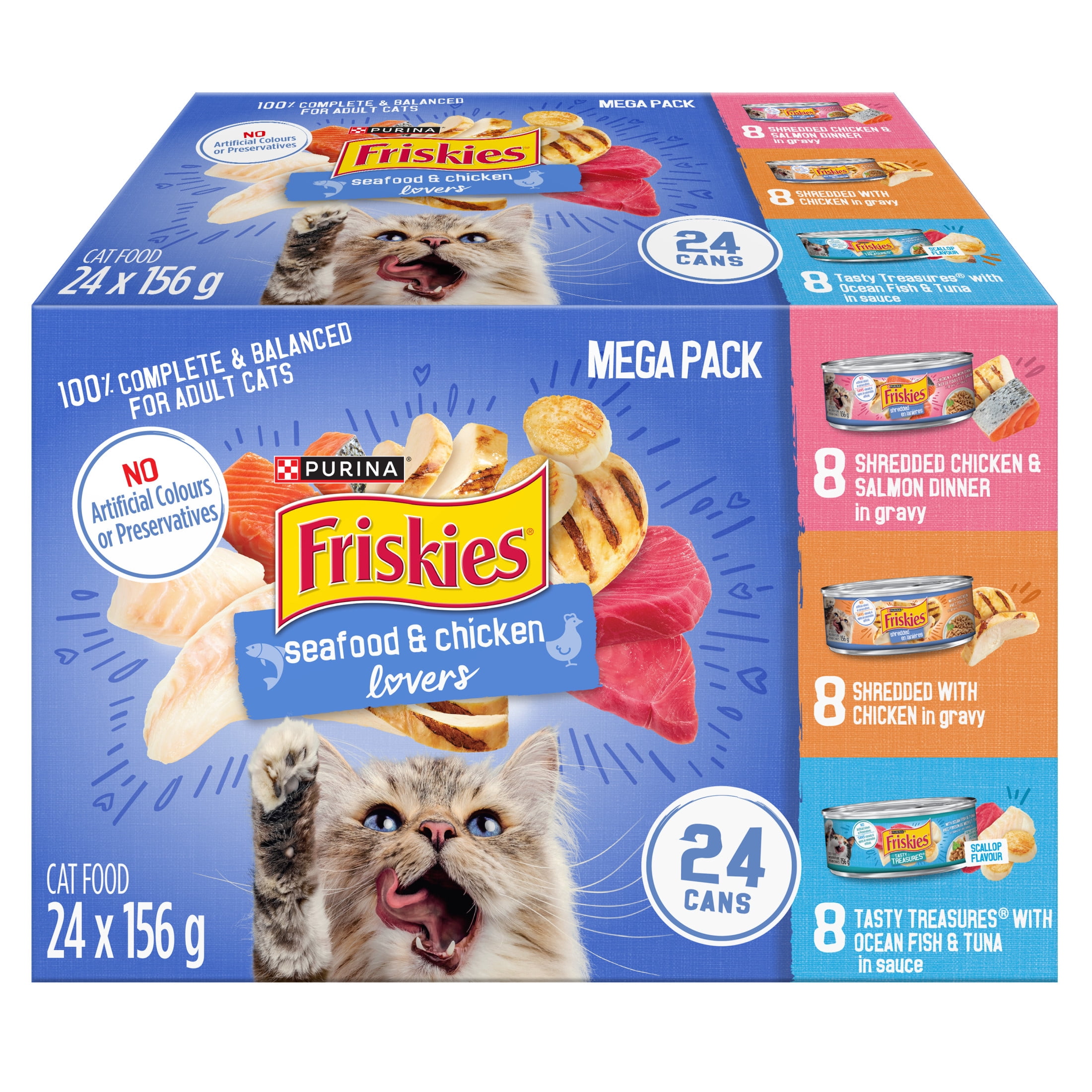 Friskies Seafood & Chicken Lovers Variety Pack, Wet Cat Food 24 x 156 g