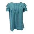 thumbnail image 5 of Plebaso Hauts d'Été pour Femmes Manches Courtes à Volants Blouses Décontractées Col Rond Couleur Unie Chemises Amples pour Femmes, 5 of 5