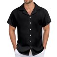thumbnail image 1 of Men's Casual Linen Shirt - Cuban Collar, Button Down, Breathable Material, Perfect for Summer & Vacation, 1 of 5