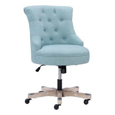 Linon Sinclair Chaise de Bureau Rembourrée en Bois, Bleu Pâle