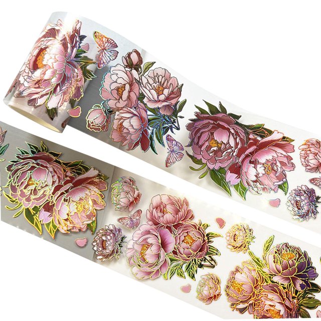 jifeng Pet Washi Tape Creative Decorative Masking Tape for Card Gift Wrapping Diary Red Peony