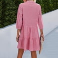 thumbnail image 5 of hotojiny Robes de Printemps pour Femmes Tendance à Carreaux Col en V Ourlet à Volants Robe Décontractée Manches 3/4 Boutonnée Tunique à Étages, 5 of 5