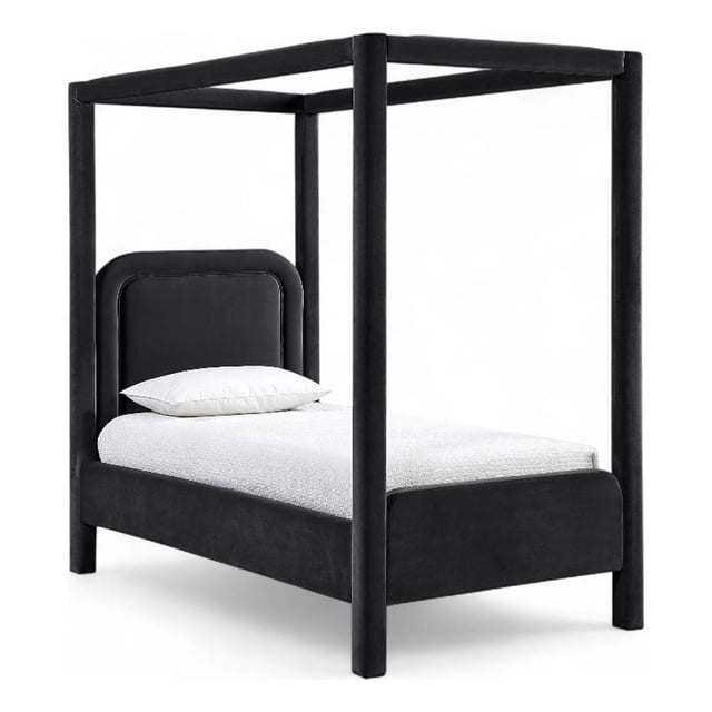 Meridian Furniture Salina Lit Simple Rembourré en Velours Noir