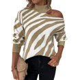 thumbnail image 1 of Tralilbee Women's Striped Mock Neckline Sweater, 1 of 5